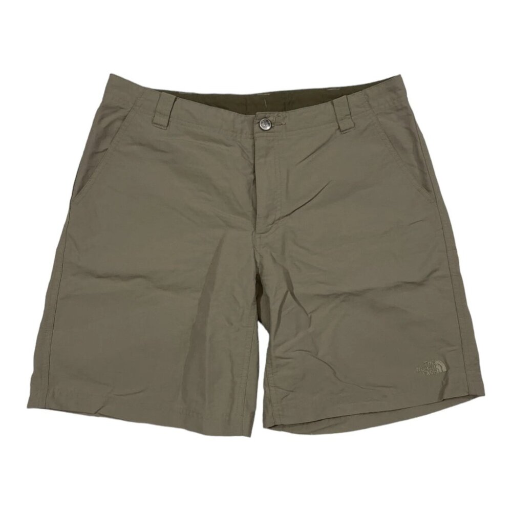 NORTH FACE shorts Womens 12 tan and green nylon lightweight Camping Hiking